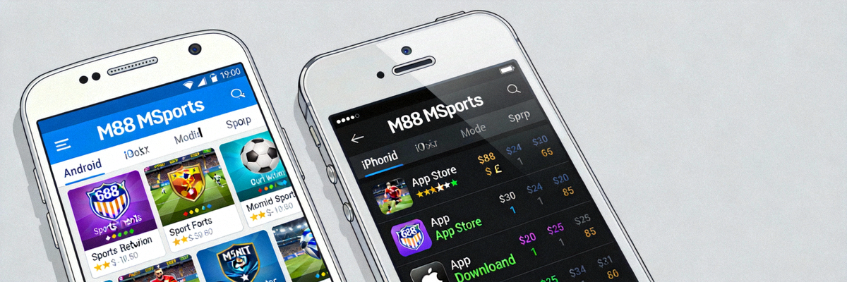 Aplikasi mobile M88 MSports yang diakses melalui smartphone Android dan iOS