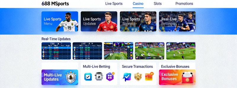 Tampilan overview platform M88 MSports yang menampilkan berbagai menu dan fitur olahraga